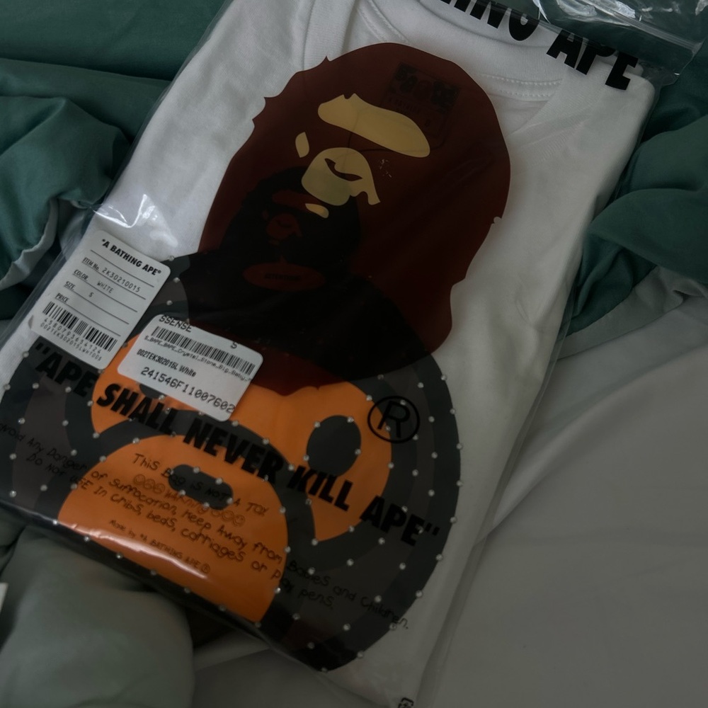 Bape White and Brown Graphic Tee